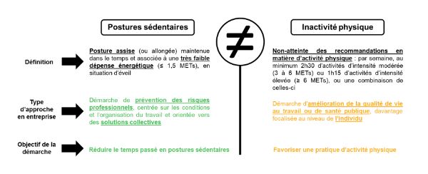 Postures sédentaires, inactivités physiques : deux notions et deux approches distinctes